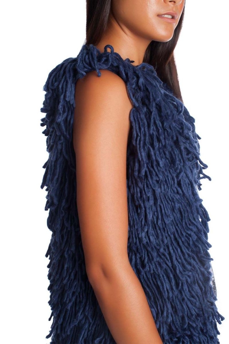 Chaleco punto pelo azul abrigo